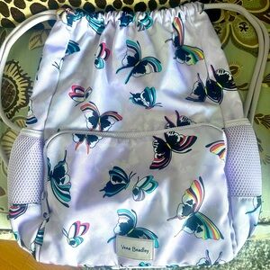 Vera Bradley Backpack Cinch Bag Lavender Butterfly